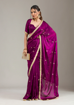 Threadwork Georgette Saree